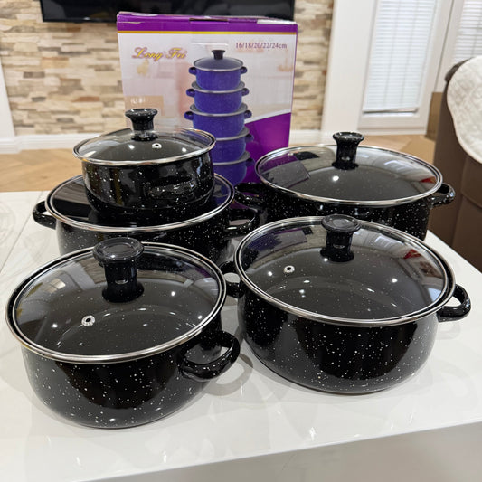 Set emajliranih šerpi sa poklopcima – 5 dijelova (16–24 cm)