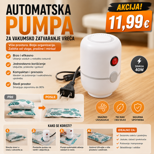 AUTOMATSKA PUMPA ZA VAKUMSKO ZATVARANJE VREĆA