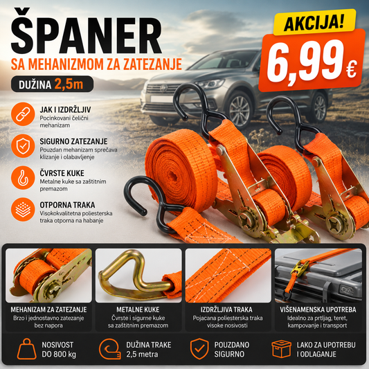Španer sa mehanizmom za zatezanje veličine 2,5m