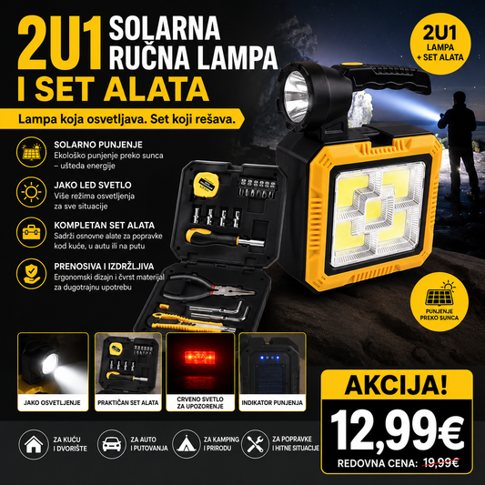 2U1 SOLARNA RUČNA LAMPA I SET ALATA