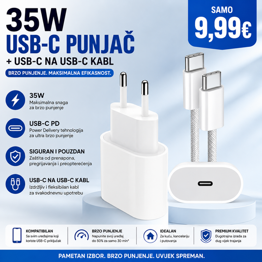 35W USB-C Punjač + USB-C na USB-C kabl
