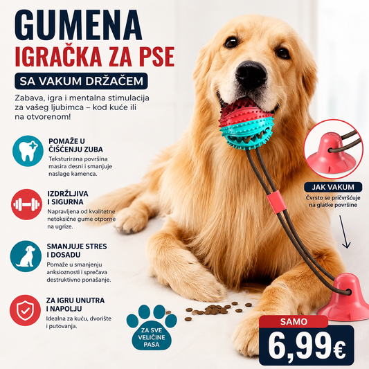Gumena igracka za pse sa vakum drzacem