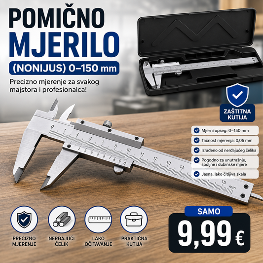 Pomično mjerilo (Nonijus) – 0–150 mm sa zaštitnom kutijom
