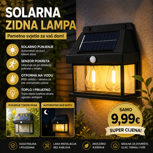 Solarna zidna lampa BK-888-2 – elegantno i pametno osvjetljenje za vaš prostor