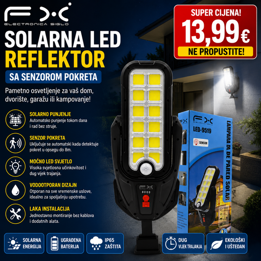 Solarna LED reflektor sa senzorom