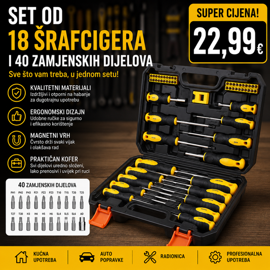 Set od 18 srafcigera i 40 zamjenskih djelova