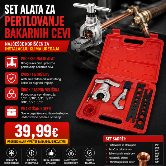 Set alata za pertlovanje bakarnih cijevi