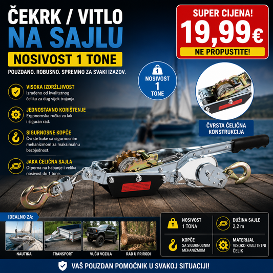 Cekrk/vitlo na sajlu nosivosti 1 tone