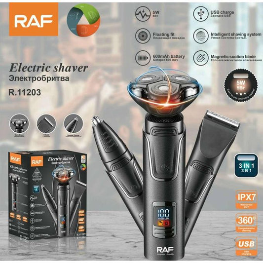 RAF – Električni brijač 3 u 1 (IPX7, USB, LED display)