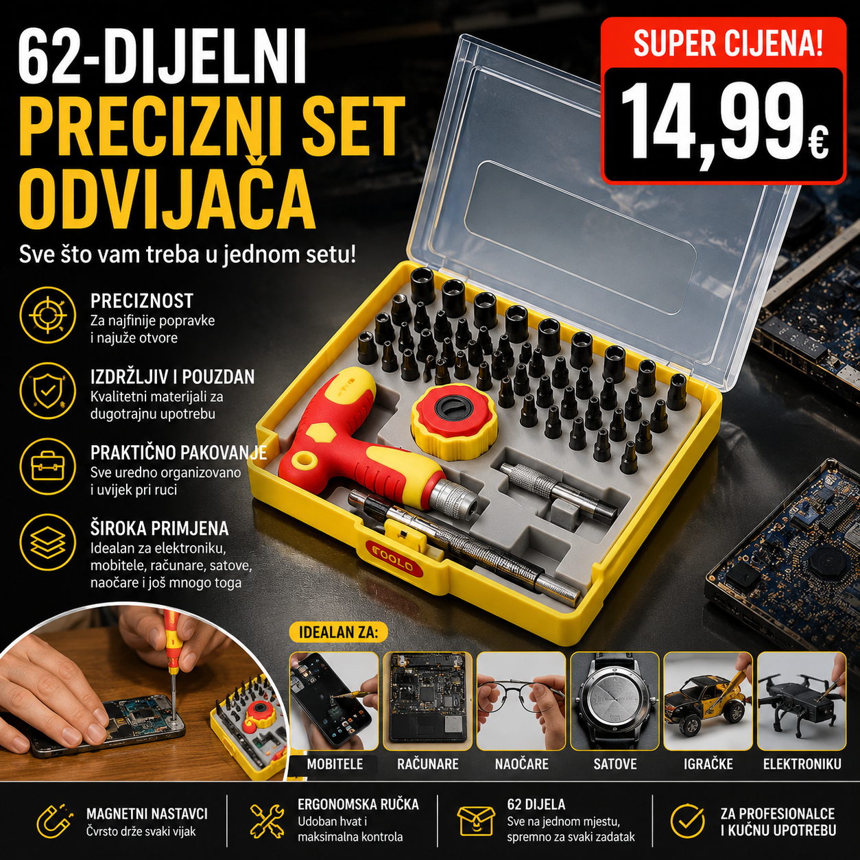 62-dijelni precizni set odvijača