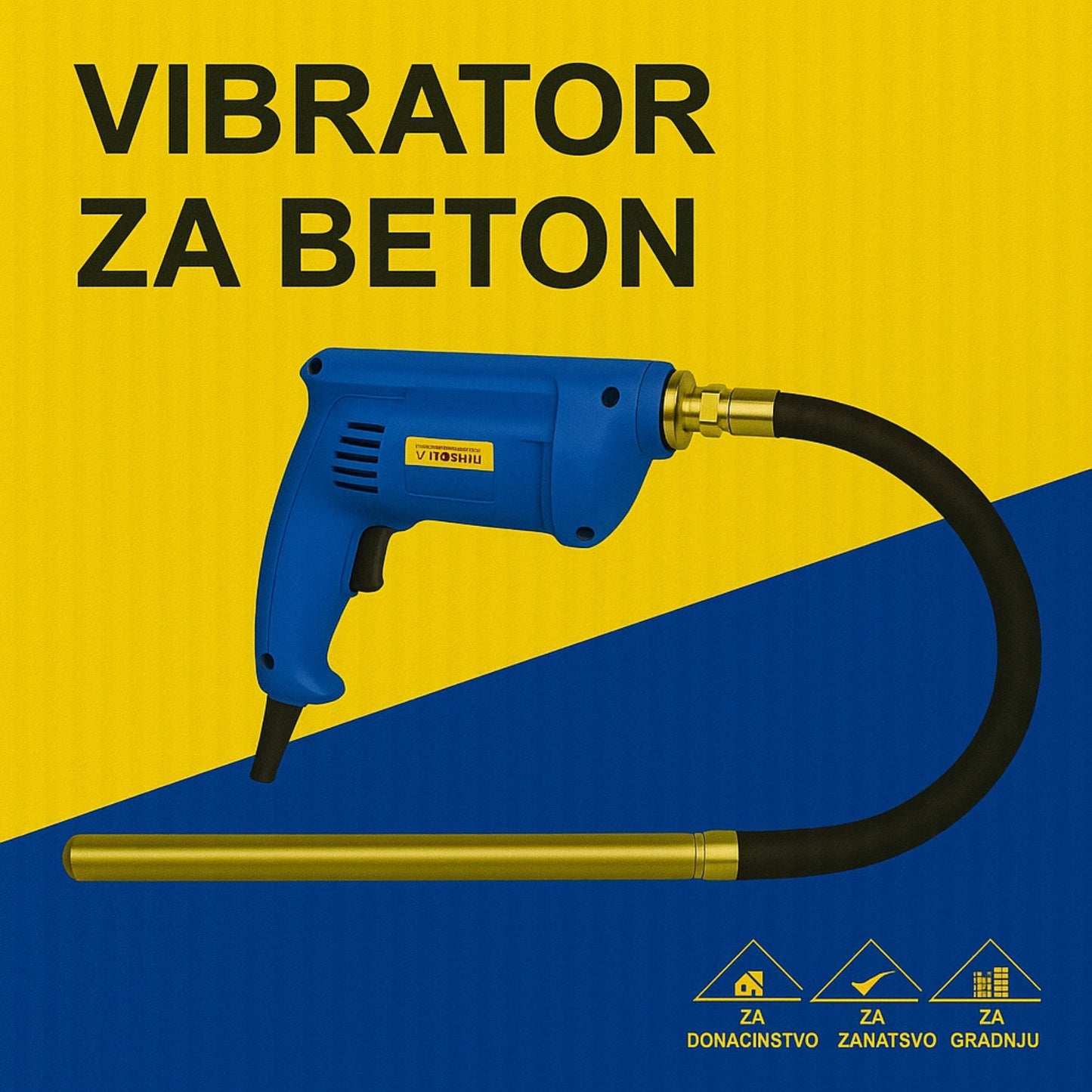 VIBRATOR ZA BETON – ELEKTRIČNI 850W