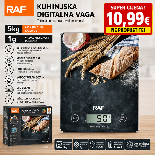 RAF  Kuhinjska Digitalna Vaga – 5kg, Preciznost 1g
