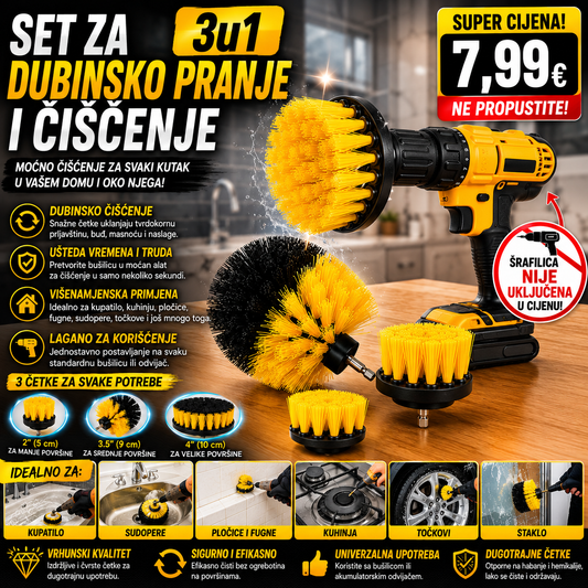 Set četki za dubinsko pranje i čišćenje  3u1